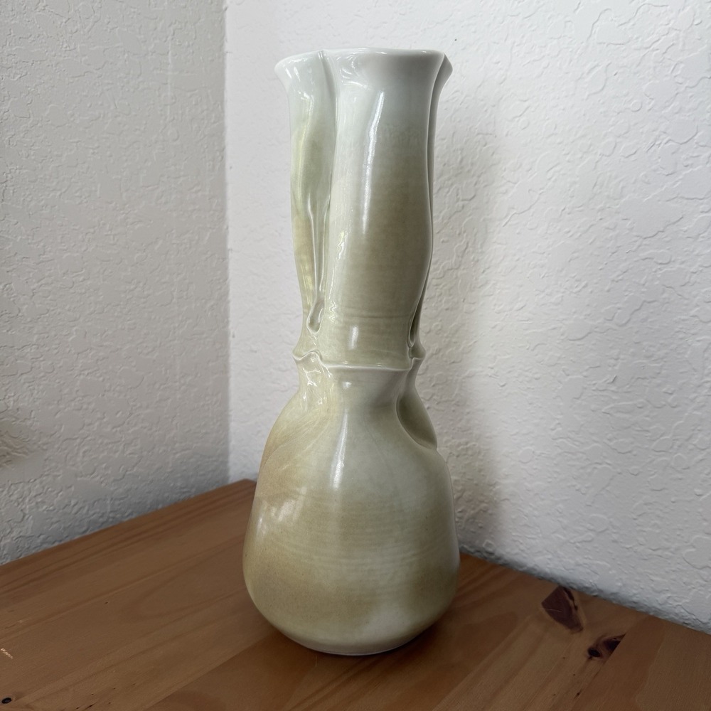 Vtg Studio Art Pottery Large Vase Handmade Signed MCM Artisan Folk Sculpture